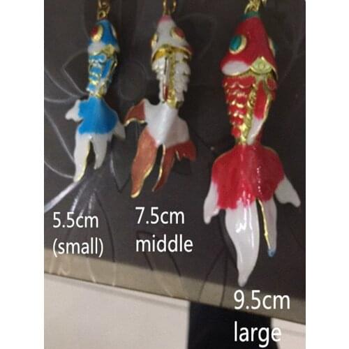 Handmade Colorful Enamel Lovers Fish Pendant Necklace Cloisonne Vivid Swing 5.5cm 9.5cm Goldfish Choker Animal Jewelry Gifts