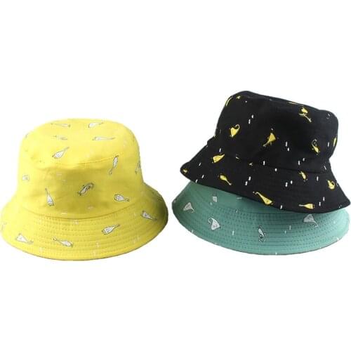 Panama Bucket Cap Unisex Cotton Cartoon Bucket Hat Men Women Bob Cap Hip Hop Outdoor Sport Summer Fishing Hat