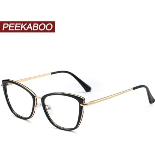 Peekaboo blue light gold glasses female transparent optical glasses frame women half metal frame clear lens hot sale 2022