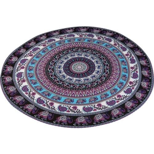 Persian Ethnic Mat Parlor Center Area Rug Carpet Round Tablecloth Meditation Yoga Cushion Floral Chiffon Mat Beach Mat