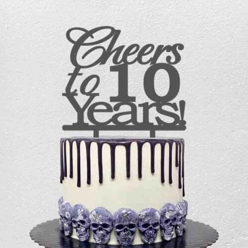 Personalized Wedding Anniversary Cake Topper Cheer to 10 Years Custom Your Number Wedding Anniversary Cake Decoration Topper