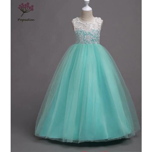 Popodion flower girl dresses ball gown pageant long dresses for girls flower girl dresses for weddings vestido longo FGD10094