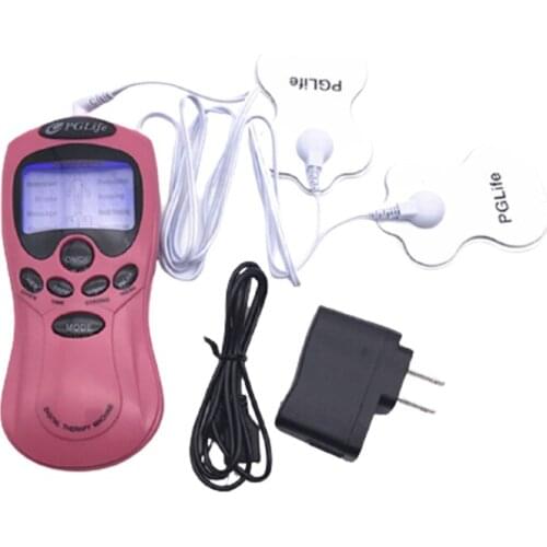 Pink Tens Unit Digital Electronic Therapy Massage Relax Body Pulse Muscle Stimulation + 2pcs Electrode Pads Sticker