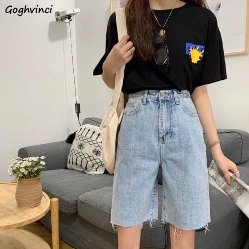 Shorts Women Korean Style Chic High Waist Straight Denim Trousers Womens Zipper Fly All-match Loose Ins Stylish Trendy Outdoor