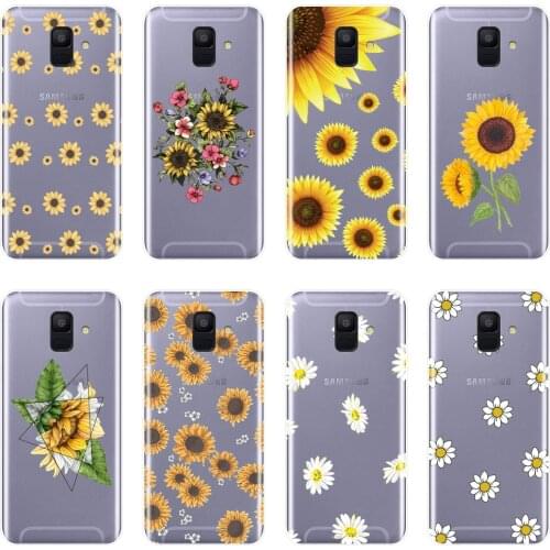 TPU Sunflower Flower Phone Case Silicone For Samsung Galaxy A6 A8 Plus 2018 A5 A7 Soft Back Cover For Samsung A3 A5 A7 2016 2017