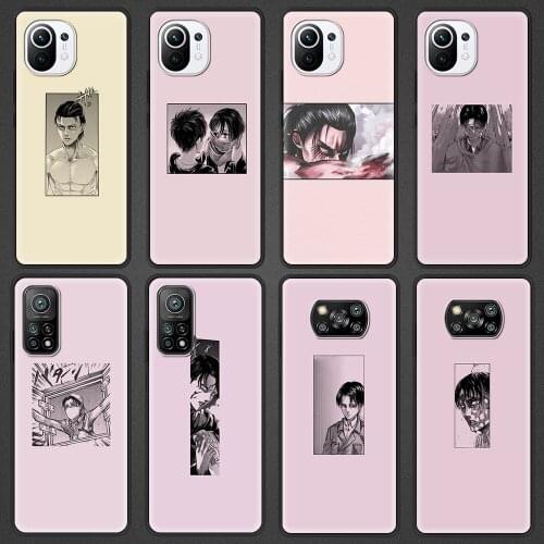 Luxury Shell for Xiaomi Mi Poco X3 NFC F3 F1 M3 9 9T 10 10T Note 10 Lite 11i 11 Ultra Pro Silicone Case Attack On Titan Anime
