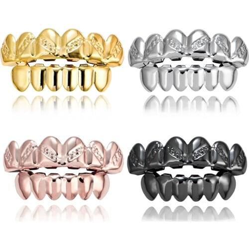 Grillz Top & Bottom Grills Party Dental Hot Sale Golden Teeth Cosplay Jewelry Tooth Rapper Punk Cool Caps Hip Hop Dental Grills