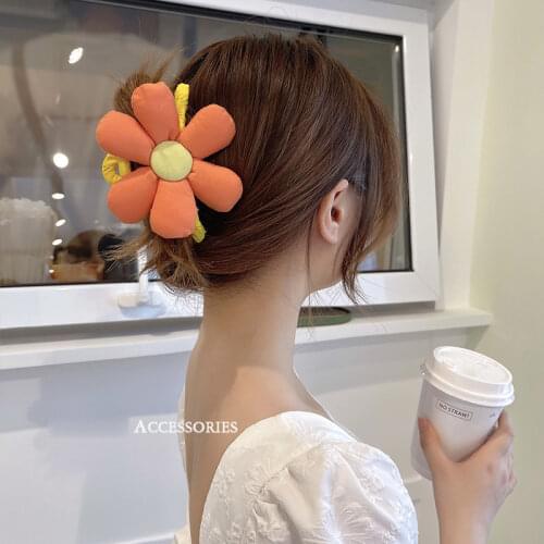 2021 Korean Cute Flowers Hair Claw Crab Barrettes for Women Girl Metal Cross Sweet Hair Clip Hairpin Headwear Hair Accessories