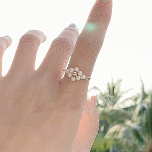 14K Gold Filled Ladies Ring Simple Pearl Accessories Adjustable Tassel Ring Ladies Exquisite Jewelry 2021 Summer New