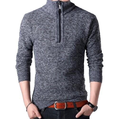 Winter Sweater Men Zipper Pullovers Coat Casual Stand Collar Cashmere Sweatercoat Male Slim Fit Knitted Sweater Pullover Jackets