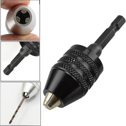 1/4in Keyless Drill Bit Chuck Hex Shank Adapter Converter Quick Change 0.3-6.5mm Use In Automotive Warehouses Offices Homes