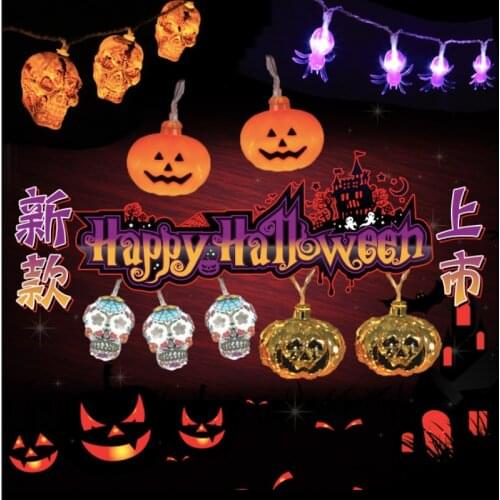 1.5M 3M 6M Led Halloween Pumpkin Ghost Skeletons Bat Spider Led Light String Festival Bar Home Party Decor Halloween Ornament