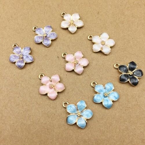 10pcs 14x16mm enamel sakura charm for jewelry making fashion earring pendant flower charm necklace bracelet charms
