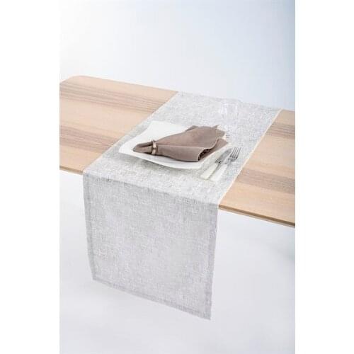 100% Pure Linen Table Runner Gray Silver Glitter Overlocked Natural Fabric Kitchen & Table Linens Nordic style wedding table decor washable diner Party Holiday oilproof waterproof Handcrafted table runner luxury