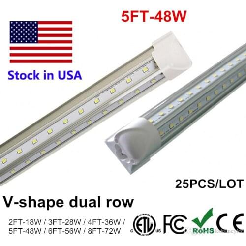150CM T8 LED Bulbs V Shaped LED Tube 2ft 4ft 5ft 6ft 8ft 8 ft Integrated LED Tube Light Replacement Fluorescent Lamp AC85-265V