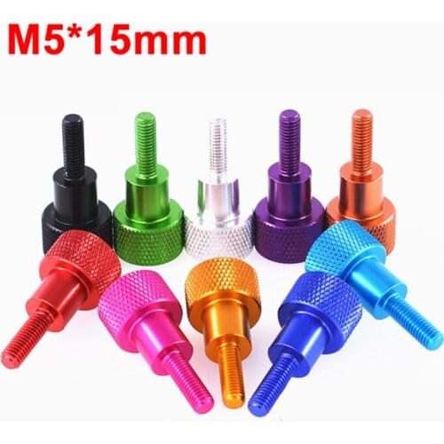 2PCS M5x15mm Knurled Thumb Screws Aluminum Alloy DIY Non-slip Step Screw Multiple Color
