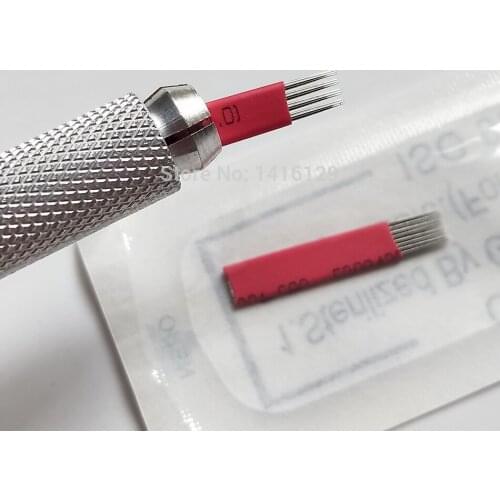 20pcs Microblading 12 pins with 4 Rows R3 Round Needles Professional Permanent Makeup Eyebrow 3D Embroidery Maual Blades