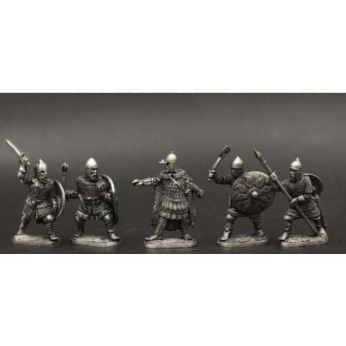 5 Pieces/Set 1/45 Warchess Tin Metal Ancient Soldier Model Medieval Russian Army Home Office Bar Decoration Send Friends Gifts