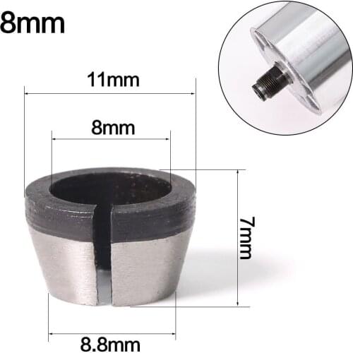5pcs/set Trimmer Collet Chuck Router Bit Engraving Trimming Machine 1/4" 6mm 8mm