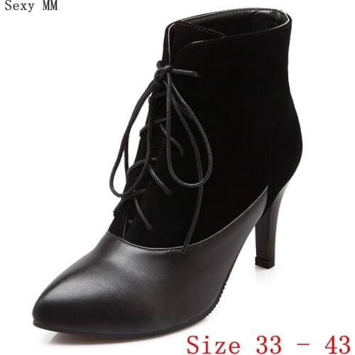 Spring Autumn High Heel Shoes Women Ankle Boots Booties Woman Short Boots High Heels Small Plus Size 33 - 40 41 42 43
