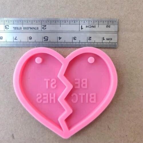Key Chain Epoxy Resin Mold Handmade Love Heart Shape Keychain Silicone Mould U7ED