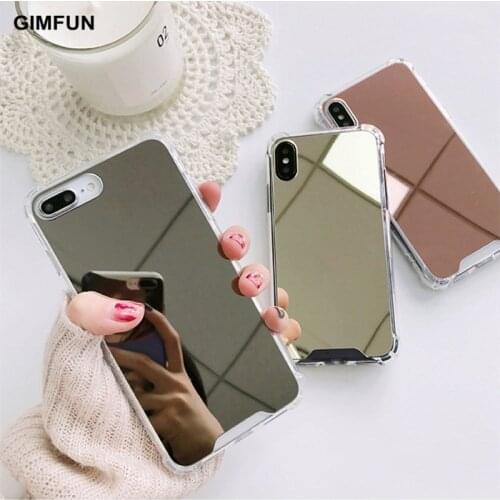 Gimfun Makeup Mirror Phone Case Anti-knock Tpu Case for iPhone 11 12 XR XSMAX 7 8 Plus Case for Samsung S8 S9 Plus Note8 9 Cover