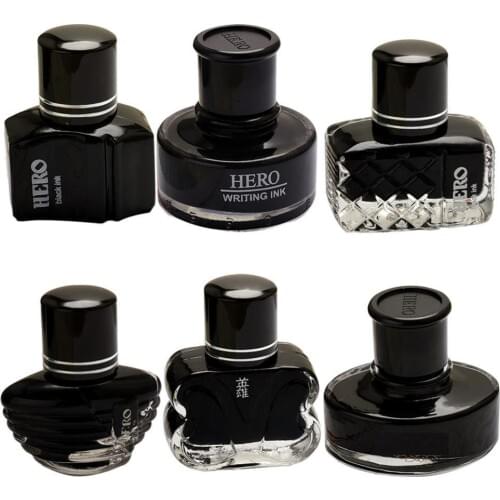 Black Pen Ink Non-Carbon Dye Type Does Not Block The Pen Pen Ink Pure black Bottle 50 ml HERO-440 For Writing Pens
