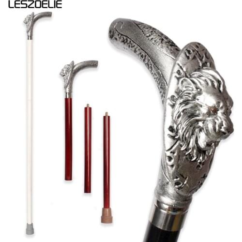 Lion-Head Wooden Walking Stick Men Ferocious Animal Resin Handle Fashionable Walking Cane Women Party Decorative Stick