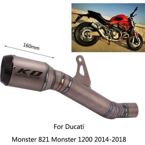 For Ducati Monster 821 1200 2014-2018 Motorcycle Exhaust Pipe Titanium Alloy Mid Pipe Slip On Escape No DB Killer Monster 1200