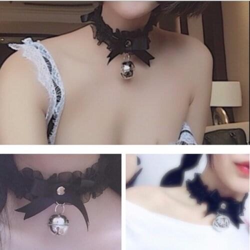 Hot Handmade Sexy Rivet Alternative metal PU Leather Collar Bell Choker slave costume Bondage Necklace Neckband Sex Toys