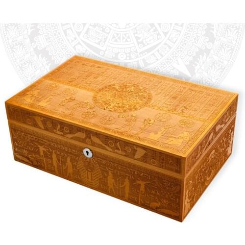 Spanish Cedar Cigar Box Free Shipping European Retro Carved Cigar Humidification Moisture Storage Box with Lock Humidor CH-025