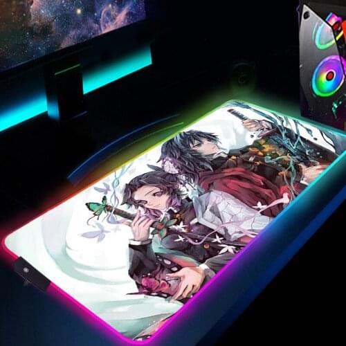 Demon Slayer Kimetsu No Yaiba Rjdhbrb Mouse Pad Gamer Carpet Mouse Pad Large Rgb XL Gaming Keyboard Mousepad Backlit Desk Mat