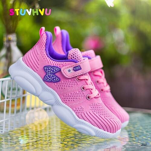 Spring Autumn New Girls Shoes Mesh Breathable Flying Woven Sneakers Children Shoes for Girls Kids Running Shoes Casual Sneakers