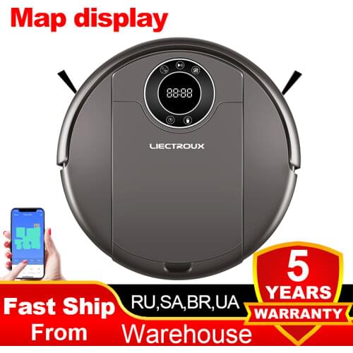 LIECTROUX Robot Vacuum Cleaner ZK808, WiFi App,3000pa Suction, Map Navigation, Smart Memory,UV Lamp,Wet Dry Mop,Brushless Motor
