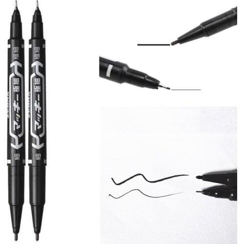 Dual Tip Mark Pen Fast Dry Permanent Oil Marker Fabric Tires Fine Liner Drawing Brush Writing Tool Office Supply Stationery