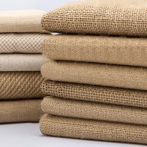 Meetee 50X150cm Natural Burlap Cloth Mesh Linen Textile Fabric for Bags Placemats Tablecloth Background Decor DIY Accessories