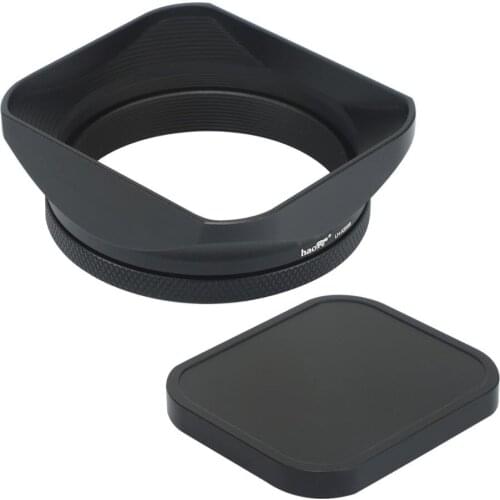 Haoge Square Metal Lens Hood with 49mm Adapter Ring +Cap for Fujifilm Fuji X100 X100S X100T X100F X70 X100V Black/Silver/Green