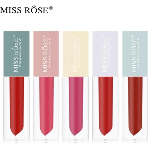 Miss Rose professional makeup set 5pcs nude lip gloss women cosmetic long lasting waterproof brown matte liquid lipstick MS223