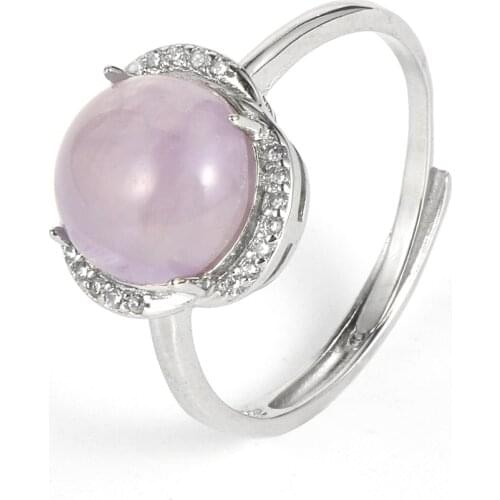 Fashion BOHO Natural Gem Stone Quality Silver Plated Opening Rings Party Wedding Jewelry Crystal Rings Engagement For Women #118