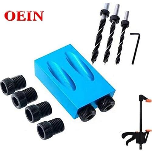 Oblique hole locator drill bit clamp clamp kit aluminum woodworking 15 degree angle drilling locator guide wood tool