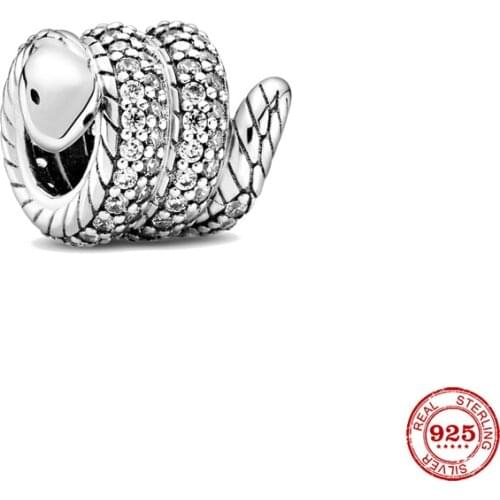 New Original silver color Sparkling Wrapped Snake bead charm fit european pandora charms bracelet bangles diy jewelry P046