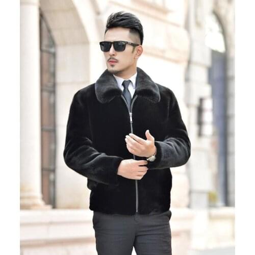 Autumn short faux mink fur leather jacket mens winter short warm leather coat men loose jackets jaqueta de couro fashion B351