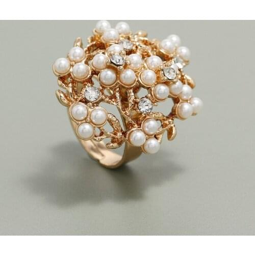 Pearl Zircon Gold Open Rings For Woman 2021 New Fashion Korean Jewelry Luxury Female Party Adjustable Unusual Girls Ring Kpop