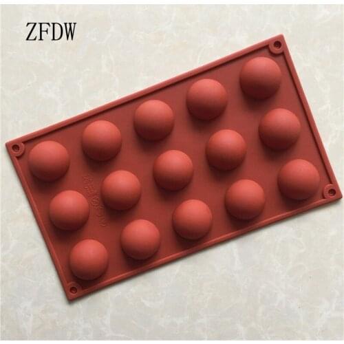 Semi-Circular Cake Mould 15 Even Chocolate Ice Grid Pastry High Temperature Material DIY Bakery Silicone Molds Forms for Baking