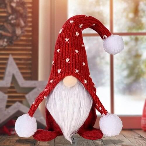 50LB Christmas Knitted Hat Sitting Gnome Desktop Ornaments Plush Cute Elf Soft Doll