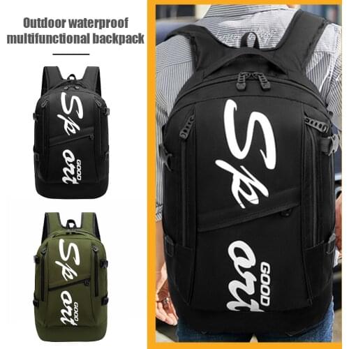 Men Casual Lether Printed Shoulde Laptop Bag Fashion Oxfold Cloth Waterproof Backpack Portable Large Capacity Outdoor Bagpack