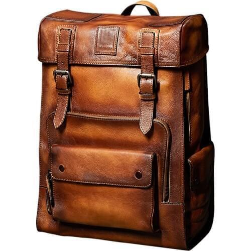 Retro Backpack Luxury Mens Cow Leather backpack Bag Large Capacity Travel Bags Collegebags