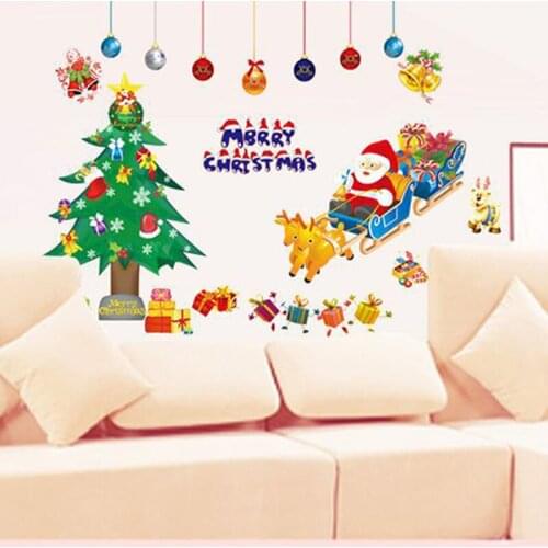 Merry Christmas Removable Wall Stickers Self Adhesive Kids Room Bedroom Bathroom Window Glass Decoration Vinyl Mural Wall Decals