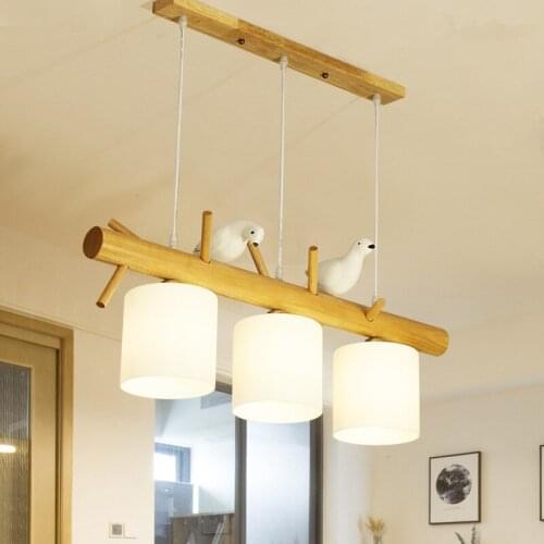 Nordic Simple Wood art pendant lamp Three heads Little bird Hanging lamp use for restaurant bar clothing store LED E27 AC85-265V