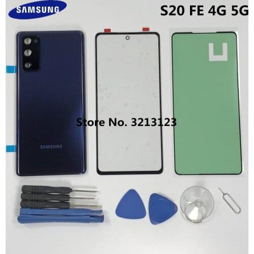Back Replacement For Samsung Galaxy S20 FE 4G 5G S20Lite Battery Cover Rear Door Housing Case + front Touch Glass Waterproof